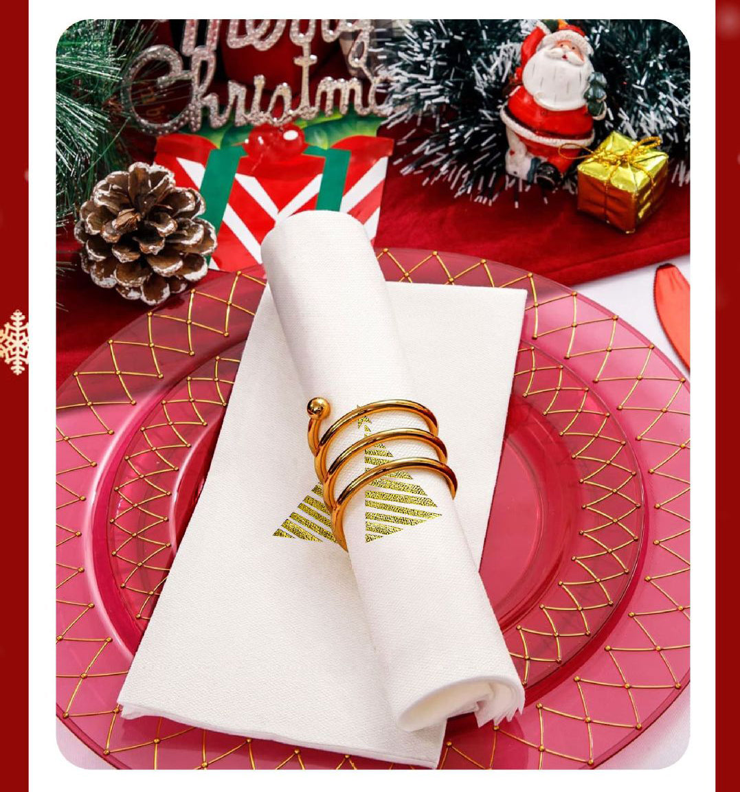 Custom Foil Stamped Christmas Dinner Napkins 43x30 – Personalized Air-alid Paper Napkins with Logo Print for Hotel, Restaurant, Wedding, Party